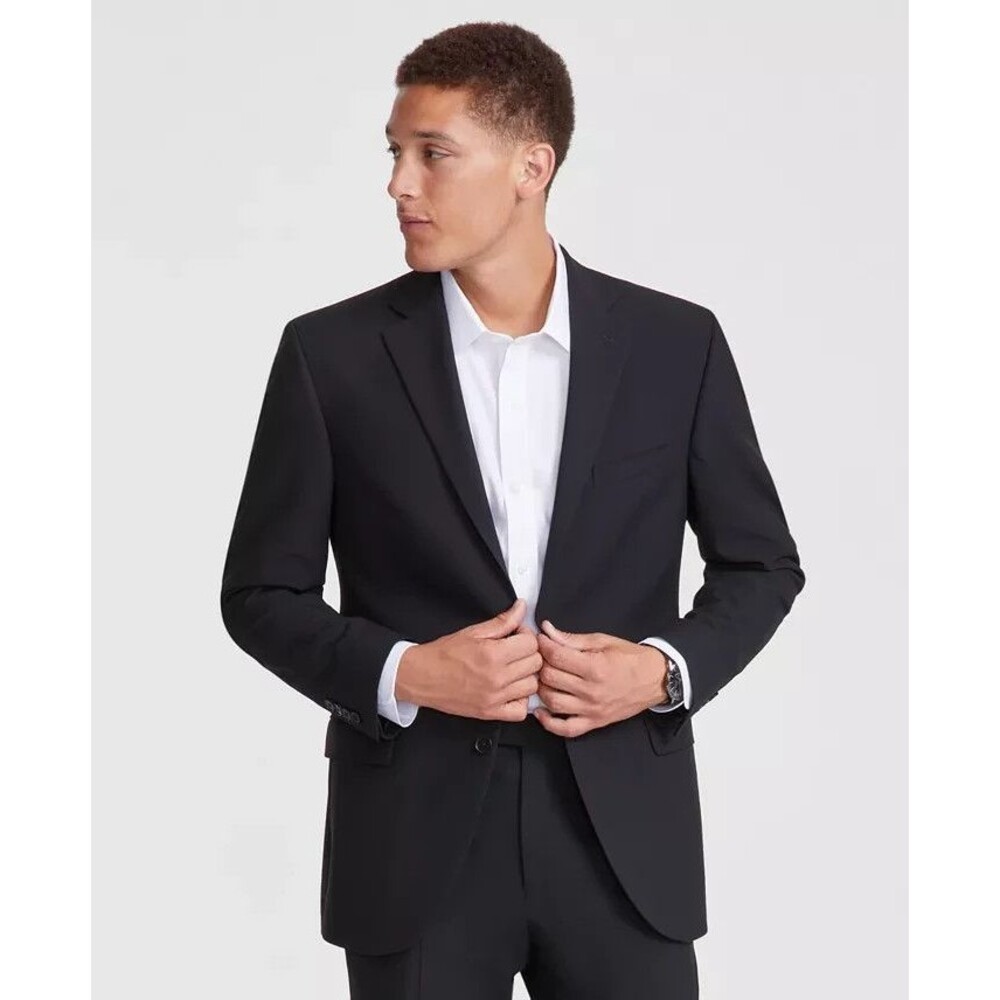 $395 NEW DKNY MENS 46R SOLID BLACK SOFT 2 PIECE SUIT WITH DRESS PANTS 39X32